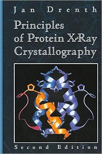 'Principles of Protein X-ray Crystallography' by Jan Drenth. The cover features a blue and white color scheme with an abstract illustration representing a protein structure determined by X-ray diffraction.