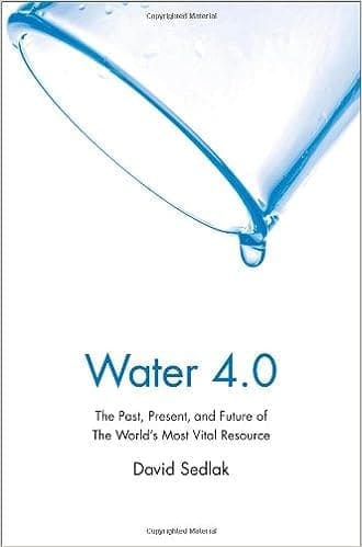 Cover of the book 'Water 4.0: The Past, Present, and Future of the World's Most Vital Resource' by David Sedlak, featuring a blue water droplet against a white background, symbolizing the in-depth exploration of water systems, including groundwater and aquifers.
