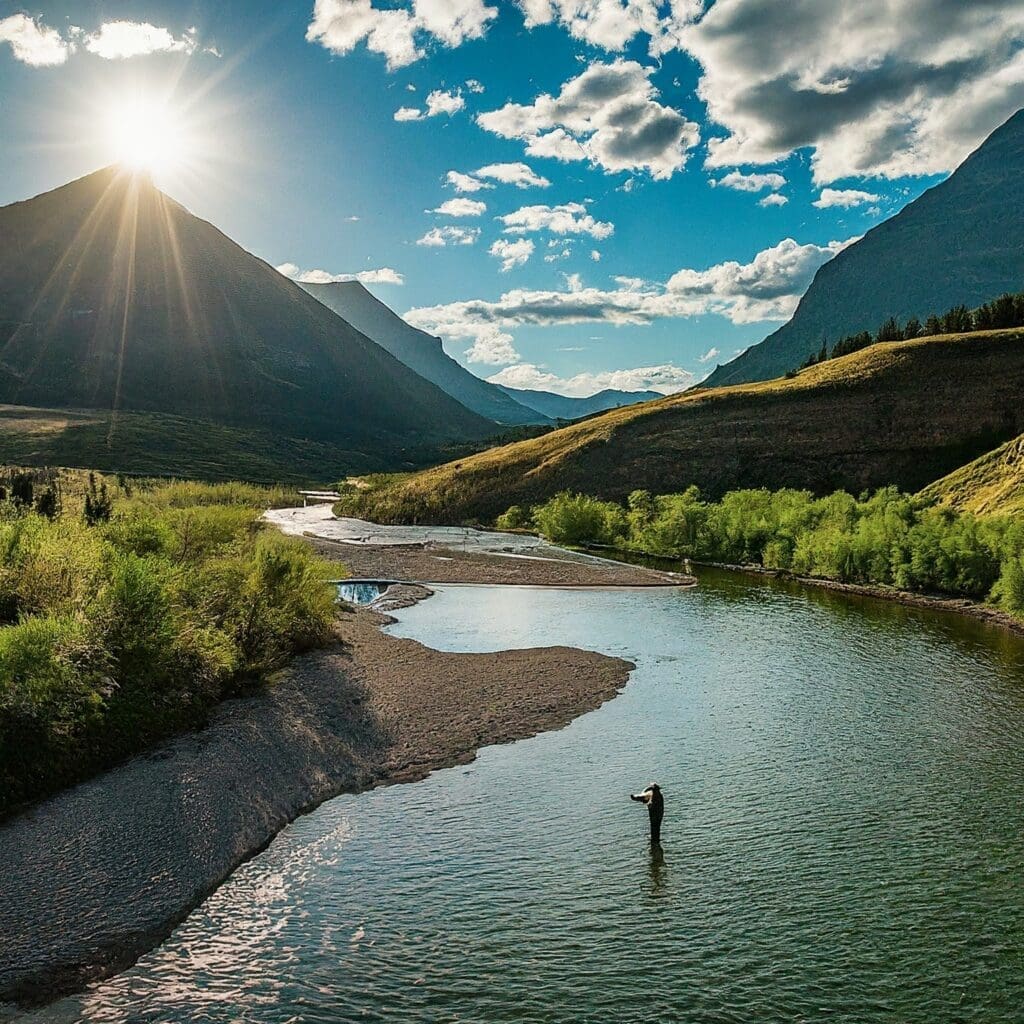 Immerse yourself in the beauty and excitement of Waterton River Fishing with our 2024 Ultimate How-To Guide! This image captures the breathtaking scenery and thrill of fly fishing for diverse fish populations. Learn everything you need to know, from prime locations to essential techniques, and reel in unforgettable memories on the Waterton River.