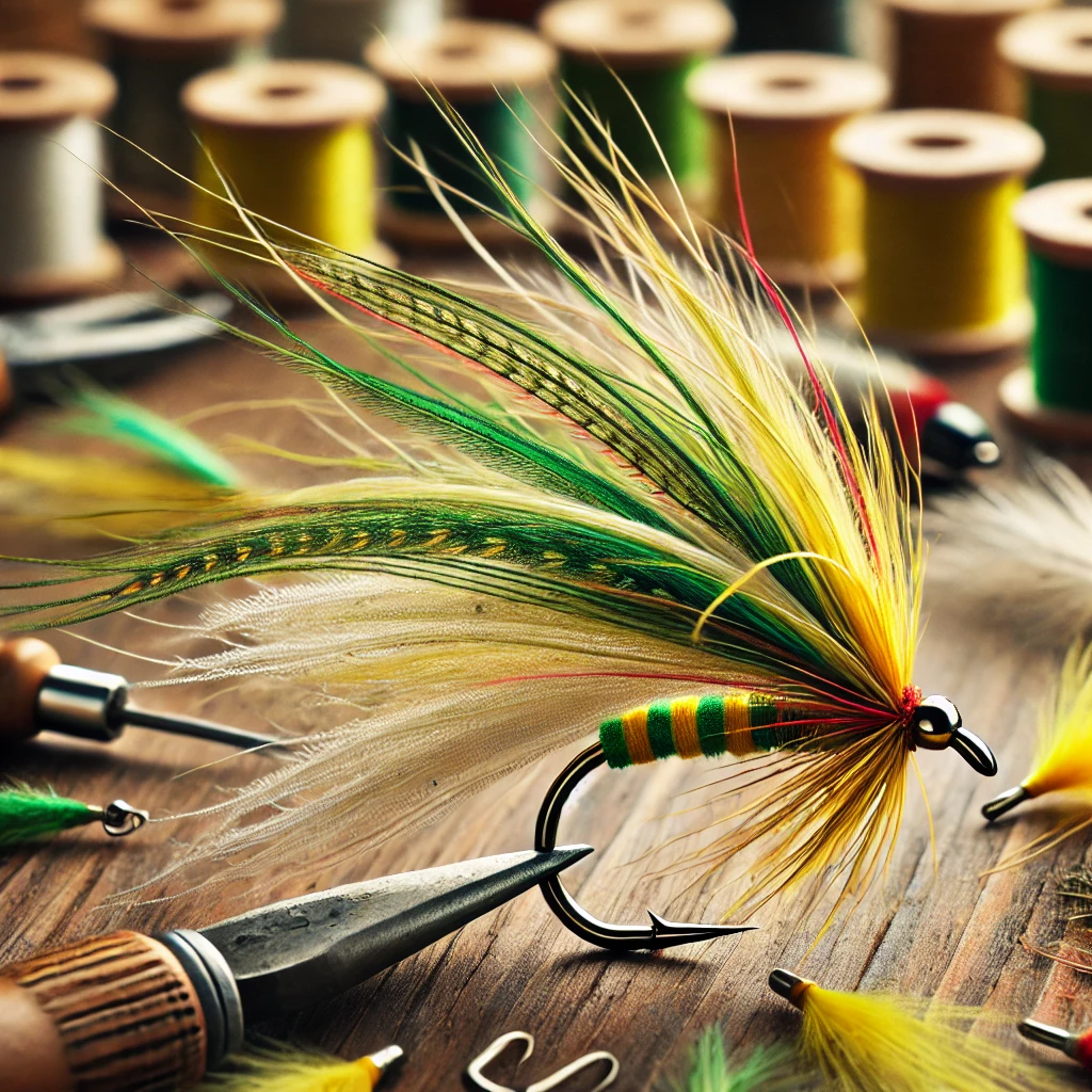 What is a streamer? A detailed close-up of a colorful streamer fly used in fly fishing.