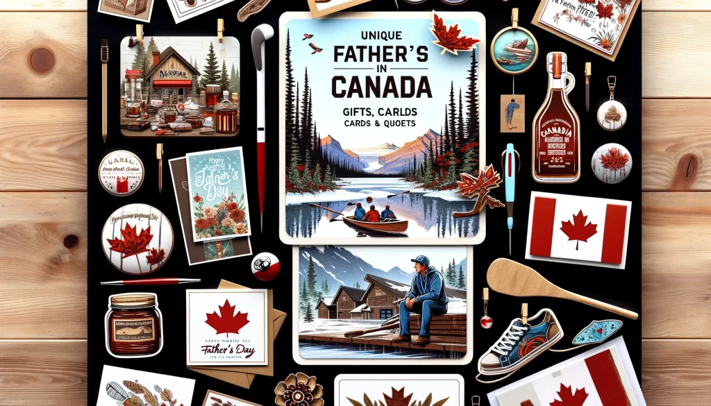 An image for Unique Father's Day in Canada with gifts, cards, and scenic views.