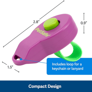 Compact PetSafe clicker with keychain loop for effective dog training.